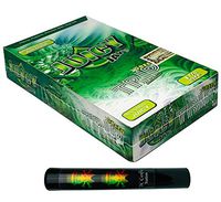 Herb Airtight Tube Pocket Protector with Juicy Jay's Green Trips 1.25 Flavored Hemp Rolling Papers 24 Count Box DC Crafts Nation- Rasta Skull