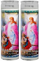 Set of 2 Guardian Angel Prayer Candles 2 Veladoras Del Angel De La Guarda