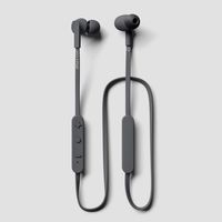 JAYS t-Four Wireless in-Ear Bluetooth Earbuds w/Kevlar Reinforced Cable, Deep Bass, Microphone and 10hrs of Playback (Gray)
