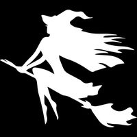 USCLIFESTYLE Girly Stuff Witch on Broom (White) (Set of 2) Premium Waterproof Vinyl Decal Stickers for Laptop MacBook Phone Tablet Helmet Car Window Bumper Mug Tuber Cup Door Wall Decoration