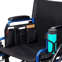 kemimoto Wheelchair Side Bag with Cup Holder, Arm Rest Pouch Walker Storage Organizers Universal Drink Holder Fits Walkers, Rollators for Seniors and Handicap
