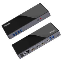 QGeeM USB 3.0 Docking Station,Single 5K/ Dual 4K @60Hz Video Outputs Dual Monitor for Windows MAC OS,(6 USB 3.0,2 HDMI & 2 DP,Gigabit Ethernet,Audio&Mic),USB C Laptop Docking Station