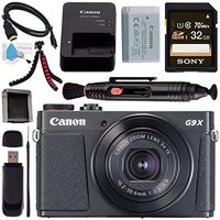 Canon PowerShot G9 X Mark II Digital Camera (Black) 1717C001 + Sony 32GB SDHC Card + Deluxe Cleaning Kit + Memory Card Wallet + Card Reader + Micro HDMI Cable + Lens Pen Cleaner + Tripod Bundle