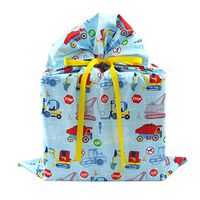 Construction Trucks Reusable Fabric Gift Bag for Child's Birthday or Baby Shower (Large 20 Inches Wide by 27 Inches High)