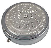 Crystal Gemstones Fashion Bling Three Section Pocket Purse Travel Pill Box Case