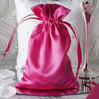 Efavormart 60PCS Fushia Satin Gift Bag Drawstring Pouch Wedding Favors Bridal Shower Candy Jewelry Bags - 6"x 9"