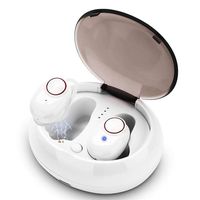 Earbuds with Mic, Noise Cancelling Earphones Invisible In Ear Super Bass Bluetooth Headset Running Office Mini Headset with Charging Box for Women Men (White) Boens