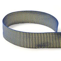 7/8" Royal Blue & Gold Horizontal Tinsel Grosgrain Ribbon - 20 Yards (Multiple Yardages Available)