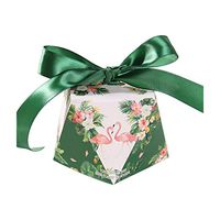 Colias Wing 50 pcs Cute Forest&Flamingo Pattern Wedding Birthday Party Favor Candy Boxes with Ribbon-Green