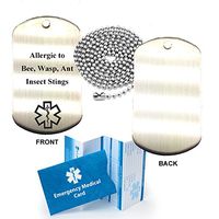 Allergic to Bees, Wasps, Ants Insect Stings Stainless Steel Medical Alert ID Dog Tag Pendant