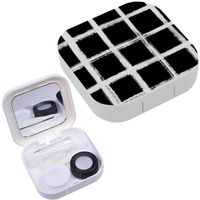 Portable Contact Lens Case Box Travel Kit Mirror + Bottle + Tweezers Container Holder [ Grunge Paint Brush ]