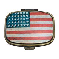 Value Arts American Flag Pill Box, Brass and Glass, 2.25 Inches Long