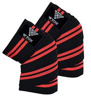 WYOX Knee Brace, Knee Sleeves for Weightlifting Men Women, Cross Training, Gym Workout, Fitness Powerlifting, Squats - 72" Knee Compression Sleeve (Pair) (RED Stripes)