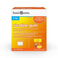 Basic Care Coated Nicotine Polacrilex Gum, 2 mg (nicotine), Fruit Flavor, Stop Smoking Aid, 160 Count