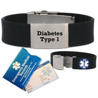 Diabetes Type 1 Medical Alert ID Bracelet for Men and Women