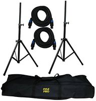 Pyle Stage & Studio DJ Speaker Stand Kit - Pro Audio PA Loudspeaker Stands & Audio Cable, Storage Bag, Speak-On Connector (PMDK101)