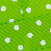 7/8" Grosgrain Ribbon White Dots 550 Apple Green 25yd