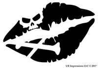 UR Impressions Blk Skull Crossbones Kiss of Death Lips Decal Vinyl Sticker Graphics for Cars Trucks SUV Vans Walls Windows Laptop|Black|5.5 X 4 Inch|URI340-B