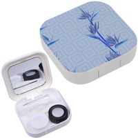 Portable Contact Lens Case Box Travel Kit Mirror + Bottle + Tweezers Container Holder [ Tropical Flower Bird Paradise ]