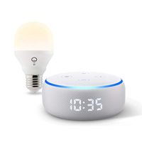 Echo Dot with clock (Sandstone) Bundle with LIFX Wi-Fi Smart Bulb