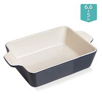 Sweejar Ceramic Baking Dish, Rectangular Lasagna Pans for Cooking, Cake Dinner, Women, Gift, 6.6 x 5 x 1.95 Inches(Navy)