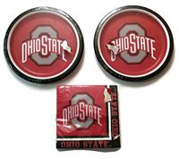 Ohio State Buckeye Party Bundle 9" Plates (16) Lunch Napkins (20)