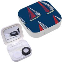 Portable Contact Lens Case Box Travel Kit Mirror + Bottle + Tweezers Container Holder [ Boat ]