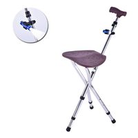 Collapsible Cane Height Adjustable Cane Aluminum Seat Thickened Cane Stool Chair 3 Foot Support Suitable for Outdoor Hiking Rest