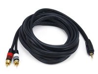 Monoprice 105599 10 Feet Premium Stereo Male to 2RCA Male 22AWG Cable, Black