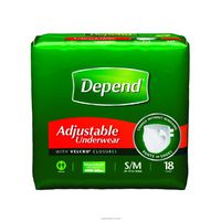 Depend Adjustable Underwear, Small/Medium, Case/72 (4/18s)