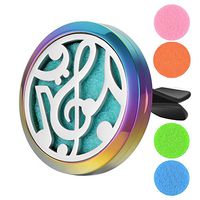 Garden Charms Car Aromatherapy Air Freshener with Vent Clip Essential Oils Diffuser Stainless Steel Locket 5 Felt Pads-Rainbow (Musical)