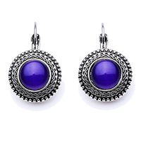 Meolin Vintage Long Earrings Carved Boho Big Drop Earrings Hippie Earrings,Royal Blue,2.51.8cm