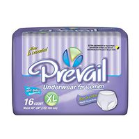 Prevail Disposable Underwear for Women - Classic Fit. Size X-Large, Full case of 64 (254-3973)