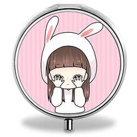 IMLONE Pill Organizer, Customized Anime Couple Portrait Pill Boxes with 3 Components and Mirror for Travelling and Daily Needs