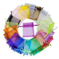 Rosmall 24 Colors Mesh Sheer Organza Pouches Drawstring Packaging Gift Candy Bags 4x3.5 Inches