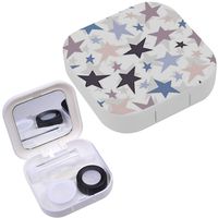Portable Contact Lens Case Box Travel Kit Mirror + Bottle + Tweezers Container Holder [ Beautiful Stars ]