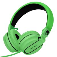 RockPapa Stereo Adjustable Foldable Headphones Lightweight Headband Headsets with Microphone 3.5mm for Cellphones Smartphones iPhone Tablets Laptop Computer Mp3/4 DVD (Black/Green)
