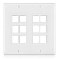 TNP Keystone Wall Plate - 12 Port Keystone Insert Jack Double Gang Wiring Plug Socket Decorative Face Cover Outlet Mount Panel with Screws White