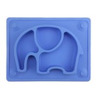 Baby Placemat, SILIVO 10"x7.7"x1" Silicone Child Feeding Plate with Suction Cup Fits Most Highchair Trays Blue