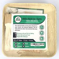 Naturalbound Square Palm Leaf Plates, 25 Count, Natural, Biodegradable Disposable Dinnerware for Dinner, Appetizers, Wedding, Birthdays or Camping, Compostable