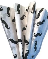 Printed Tissue Paper for Gift Wrapping with Design (Black Mustaches on White) - Decorative Gift Tissue Paper, 24 Large Sheets (20x30)