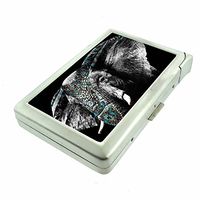 Classic Elephant Art Design S43 Cigarette Case Lighter Smoking King Size Cigarettes Silver Metal Wallet 4" X 2.75" RFID Protection