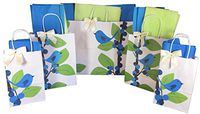 Gift Bag Wrapping Set with Tissue Paper, Bow and Tags - 24 Piece (Blue Bird)