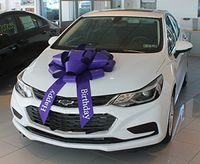 30" Magnetic "Happy Birthday" Car Bow - Made in USA (Purple)