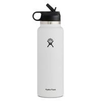 Hydro Flask Wide Mouth 2.0 Water Bottle, Straw Lid - 40 oz, White