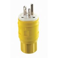 Leviton 14W48 20 Amp, 250 Volt, Straight Blade, Plug, Industrial Grade, Grounding, Wetguard, Yellow
