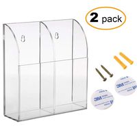 LANSCOERY Clear Acrylic TV Remote Control Holder Media Organizer Caddy Wall Mount Storage Box for Table Nightstand Desktop (2 Compartments 2 Pack)