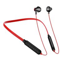 Wireless Sports Headphones, Comfortable Neckband Headset HD Stereo Earphones HiFi in Ear Earbuds with Noise Canceling Microphone for Gym Running Workout - Honesun (Black-Red)