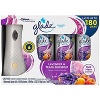 Glade Automatic Spray Lavender & Peach Blossom 1 Automatic Spray Unit; 2 AA Batteries; 3 Refills, 6.2 oz Each, Total: 18.6 oz