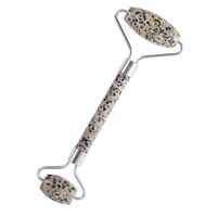 GAOQQ Natural Half Sapphire Massage Roller Speckled Stone Beauty Massage Rod Roller Face Jades Facial Eye Massage Roll,Silver